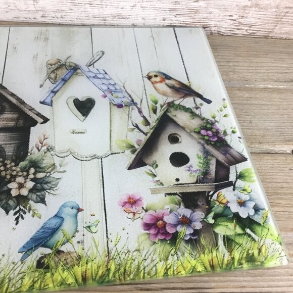 Rustic Birdhouse Glass Cutting Board - Picture 3 of 8